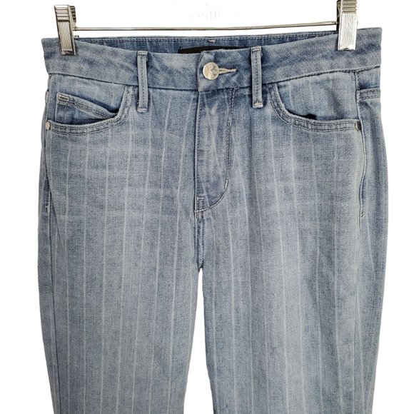 Joe's Jeans Size 25 Striped Blue Denim Pants Bootcut 5 Pocket Mid Rise - Picture 3 of 8